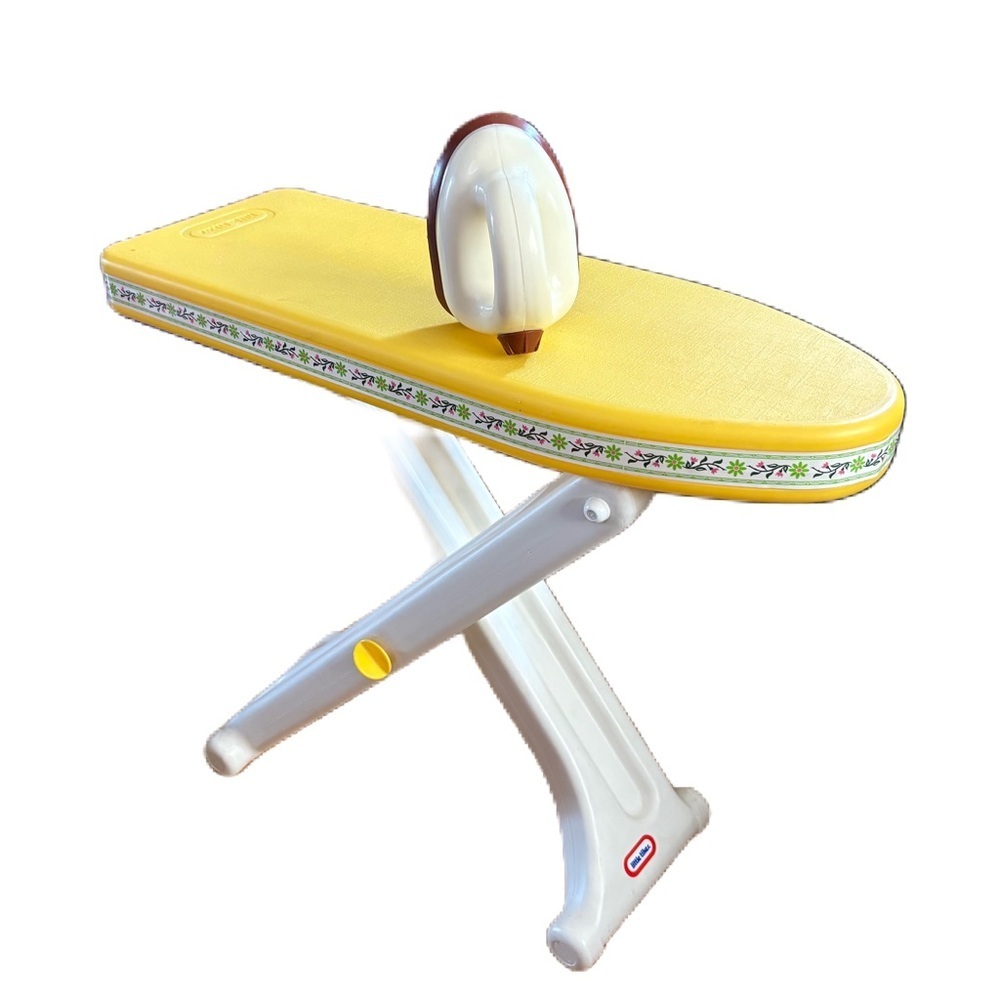 Vintage 1980’s Little Tikes Press ‘n Play Ironing set Iron Yellow Kitschy